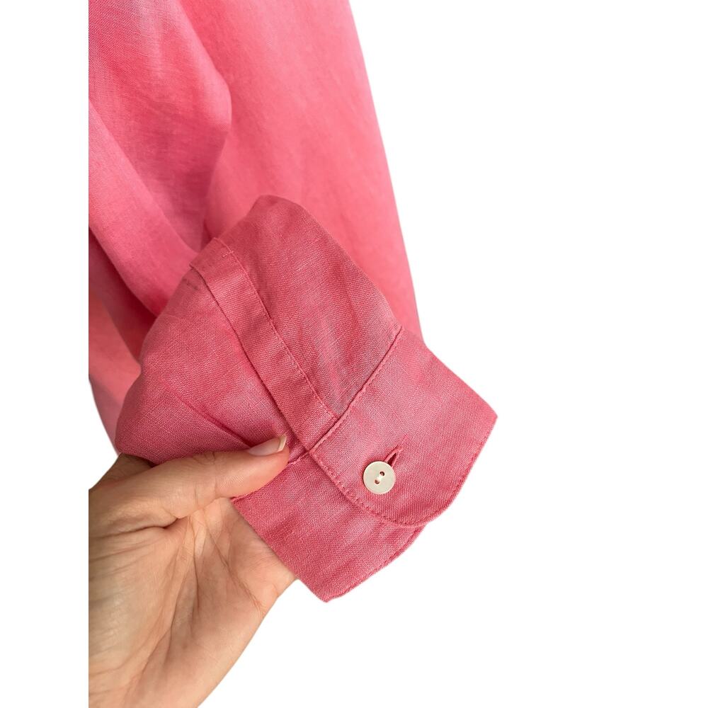 J. Jill Linen Shirt Button Collar Pink Boho Lagenlook Cottagecore Minimalist XS - Picture 6 of 12